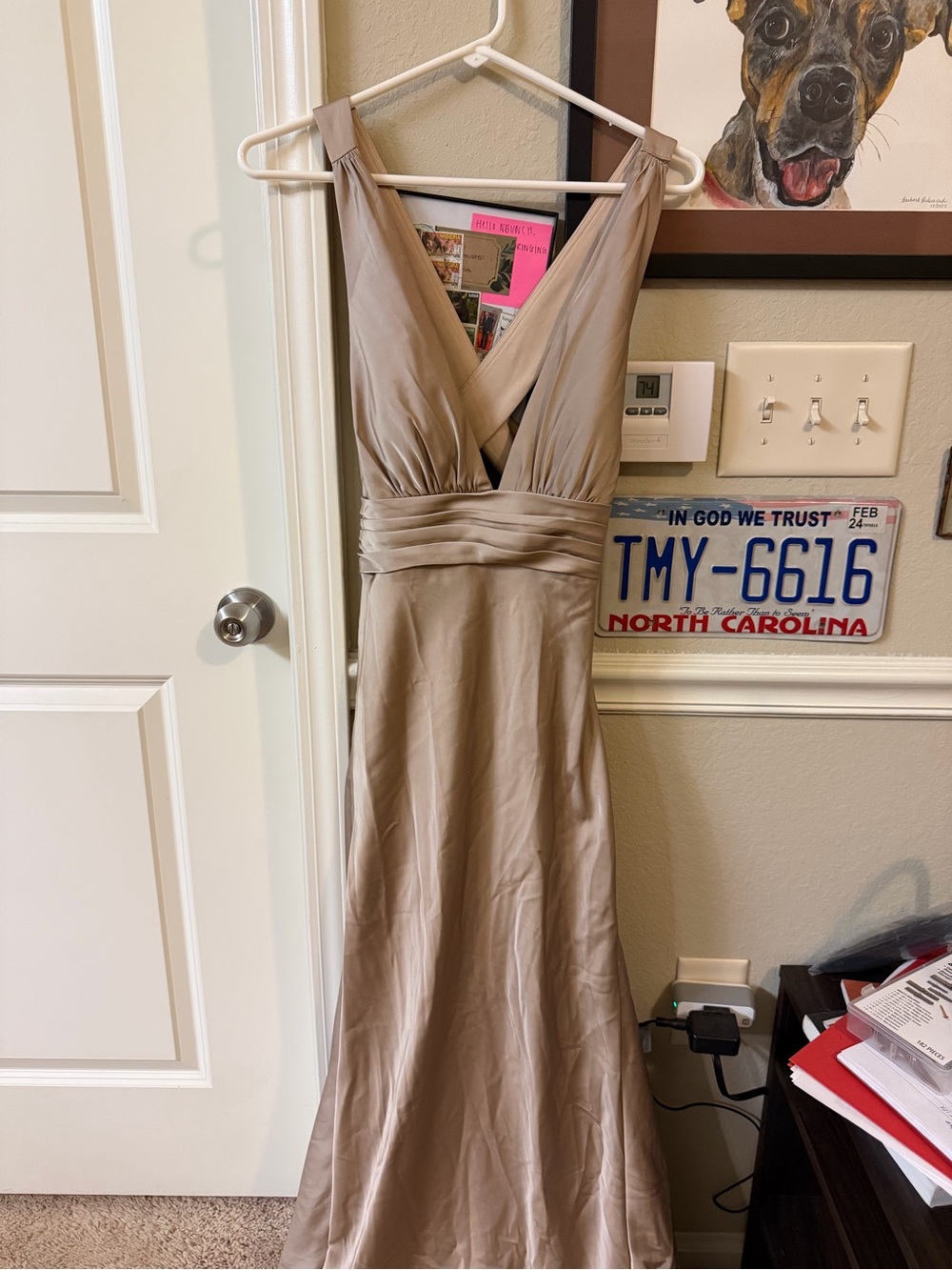 Kennedy Blue Sleeveless V-Neck Maxi Dress in Beige